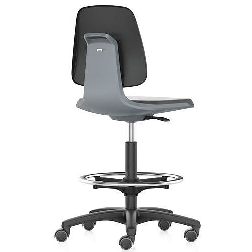 Pracovní židle Bimos Labsit 9125 s funkcí Flex 3D, koženka, s podnožkou, plastový kříž, antracit