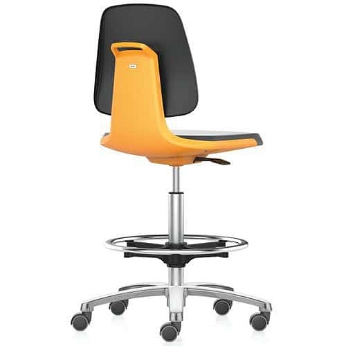 Pracovní židle Bimos Labsit 9125 s funkcí Flex 3D, látka, s podnožkou, hliníkový kříž, oranžová/antracit