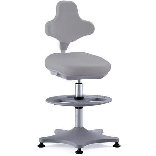 Dílenská židle Bimos Labster 9101 s podnožkou, kluzáky, koženka, šedá