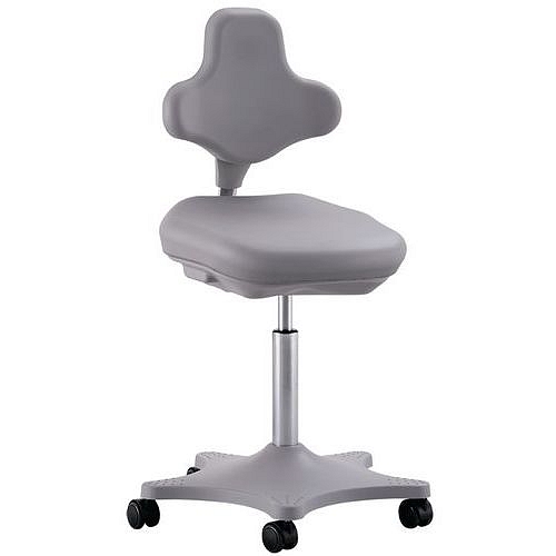 Pracovní žídle Bimos Labster 9103 s kolečky, bez podnožky, koženka, šedá