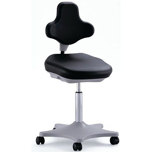 Pracovní žídle Bimos Labster 9103 s kolečky, bez podnožky, koženka, černá/šedá