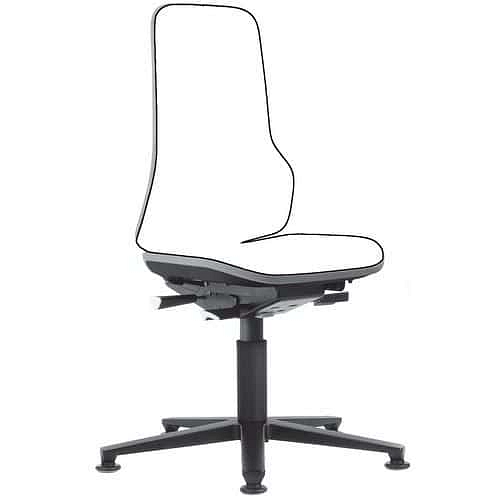 ESD rám dílenské židle Bimos 9570E  s opěradlem pro Bimos Neon, synchronní mechanismus, kluzáky, šedá/modrá