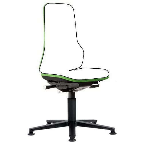 ESD rám dílenské židle Bimos 9570E  s opěradlem pro Bimos Neon, synchronní mechanismus, kluzáky, modrá/zelená