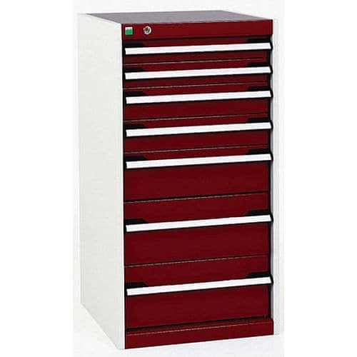 Dílenská zásuvková skříň Bott Cubio, 100 x 52,5 x 65 cm, 7 zásuvek, šedá-červená