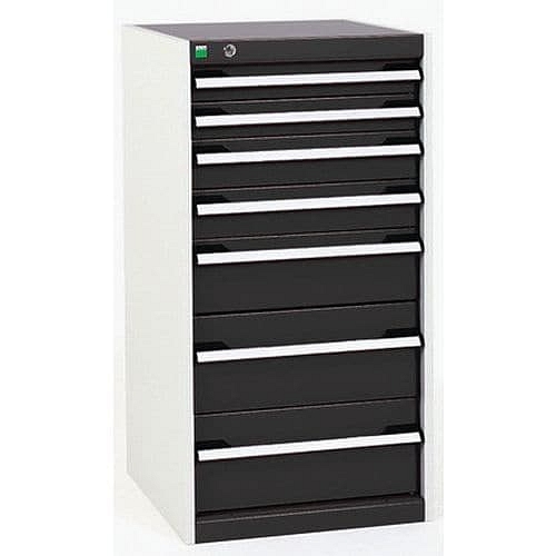 Dílenská zásuvková skříň Bott Cubio, 100 x 52,5 x 65 cm, 7 zásuvek, šedá-antracit