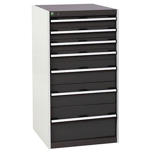 Dílenská zásuvková skříň Bott Cubio, 120 x 65 x 52,5 cm, 7 zásuvek, šedá-antracit