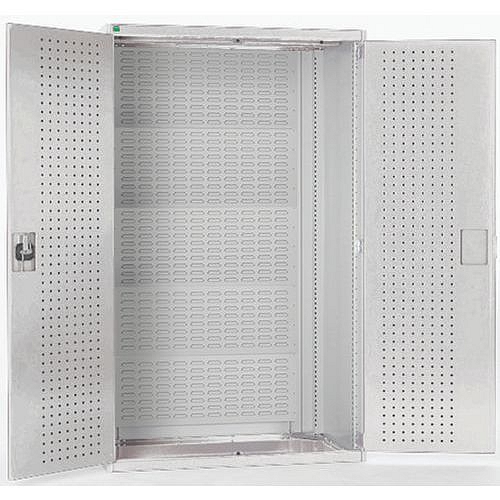 Dílenská skříň s perfo panely pro držáky na boxy/nářadí, 120 x 105 x 65 cm, šedá-šedá