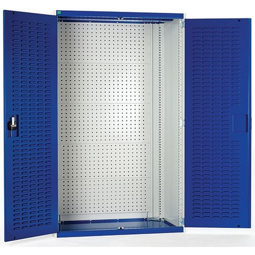 Dílenské skříně s perfo panely pro držáky na nářadí/boxy, 120 x 105 x 65 cm, šedá-modrá