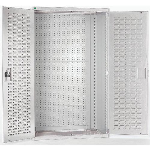 Dílenské skříně s perfo panely pro držáky na nářadí/boxy, 120 x 105 x 65 cm, šedá-šedá