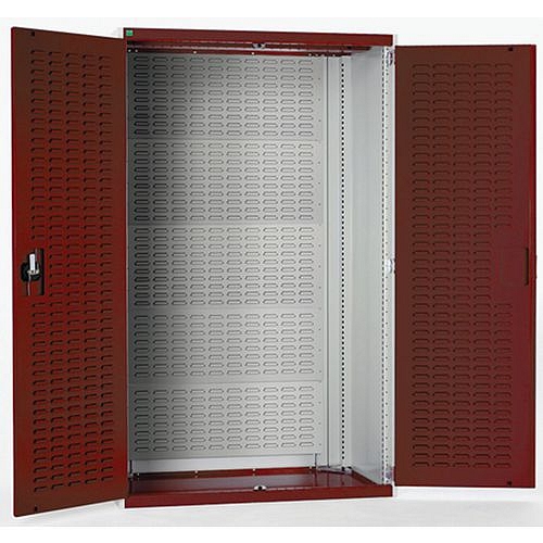 Dílenské skříně s perfo panely pro držáky na boxy/boxy, 120 x 105 x 65 cm, šedá-červená