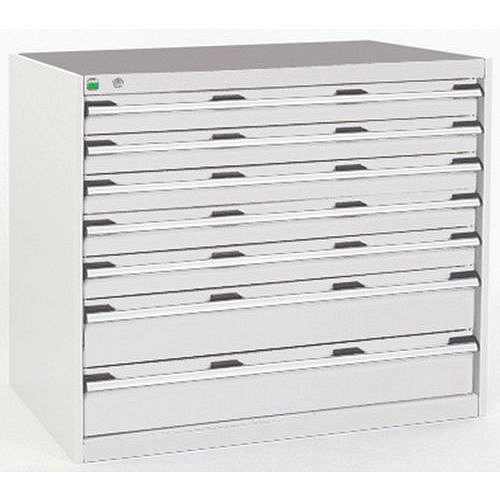 Dílenská zásuvková skříň Bott Cubio, 90 x 105 x 65 cm, 7 zásuvek, šedá-šedá