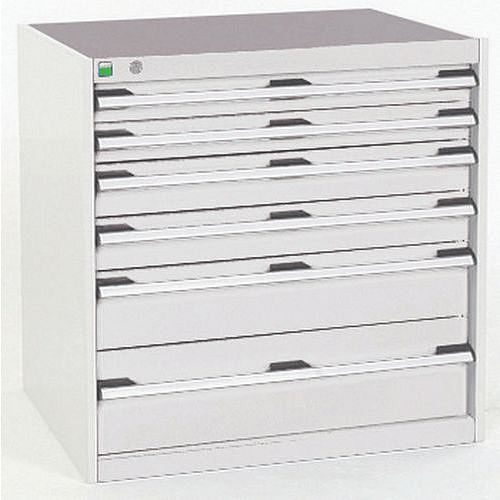 Dílenská zásuvková skříň Bott Cubio, 80 x 80 x 75 cm, 6 zásuvek, šedá-šedá