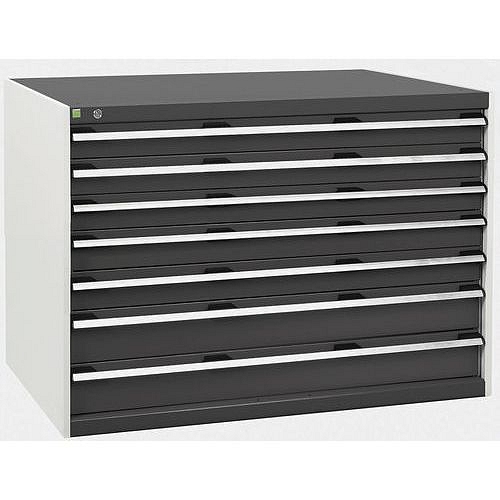 Dílenská zásuvková skříň Bott Cubio, 90 x 130 x 75 cm, 7 zásuvek, šedá-antracit