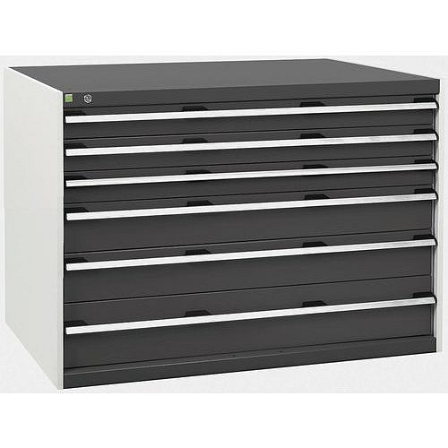 Dílenská zásuvková skříň Bott Cubio, 90 x 130 x 75 cm, 6 zásuvek, šedá-antracit