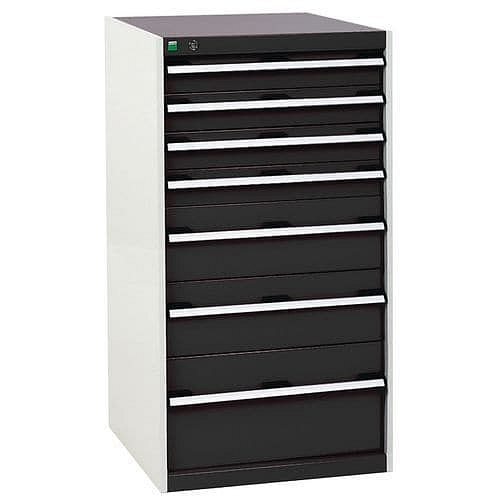 Dílenská zásuvková skříň Bott Cubio, 120 x 65 x 65 cm, 7 zásuvek, šedá-antracit