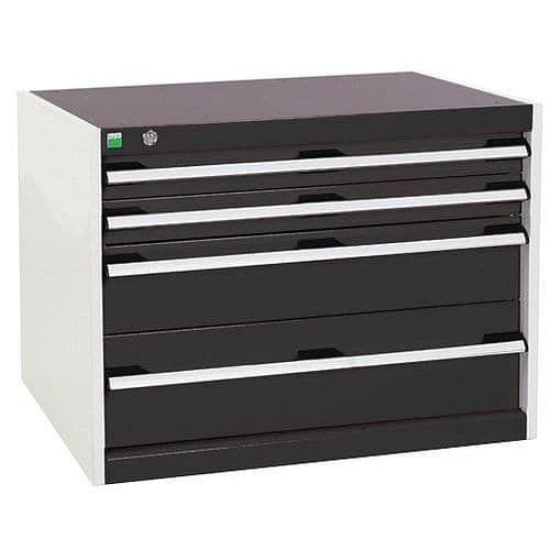 Dílenská zásuvková skříň Bott Cubio, 60 x 80 x 65 cm, 4 zásuvky, šedá-antracit