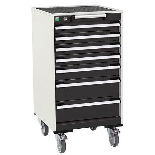 Mobilní zásuvková skříň Bott Cubio, 98,5 x 52,5 x 52,5 cm, 7 zásuvek, rohož, šedá-antracit