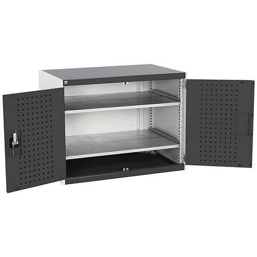 Dílenská skříň Bott Cubio, 80 x 105 x 65 cm, perfo dveře, šedá-antracit