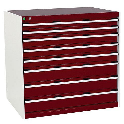 D??lenská zásuvková skříň Bott Cubio, 100 x 105 x 75 cm, 8 zásuvek, šedá-červená