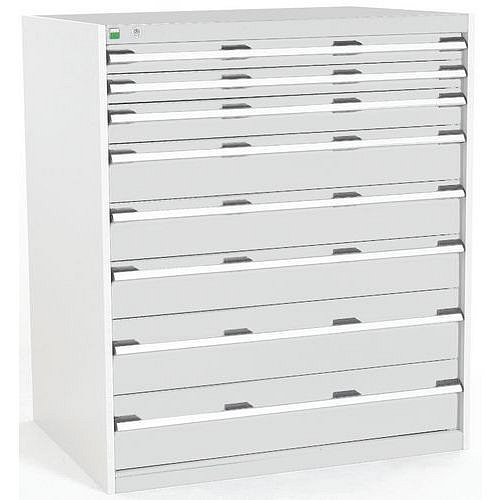 Dílenská zásuvková skříň Bott Cubio, 120 x 105 x 75 cm, 8 zásuvek, šedá-šedá