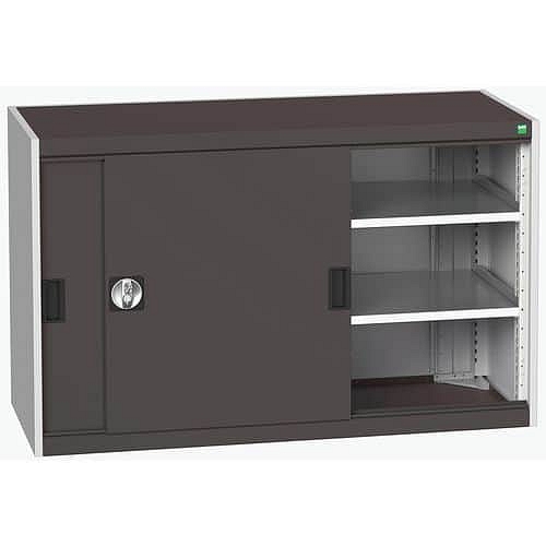 Dílenská skříň s posuvnými dveřmi, 80 x 130 x 52,5 cm, 2 police, šedá-antracit