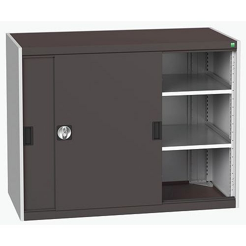 Dílenská skříň s posuvnými dveřmi, 100 x 130 x 65 cm, 2 police, šedá-antracit