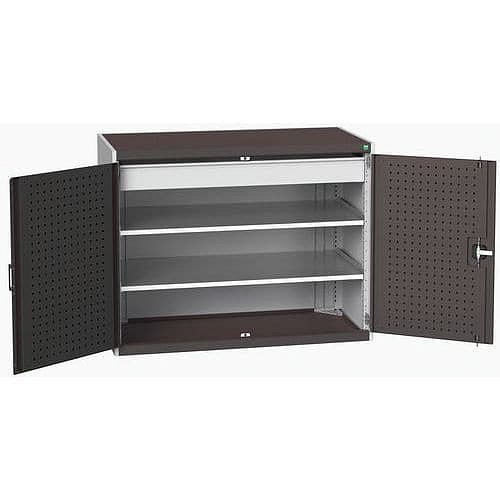 Dílenská skříň se zásuvkami Bott Cubio 160, 100 x 130 x 65 cm, 2 police, 1 zásuvka, šedá-antracit