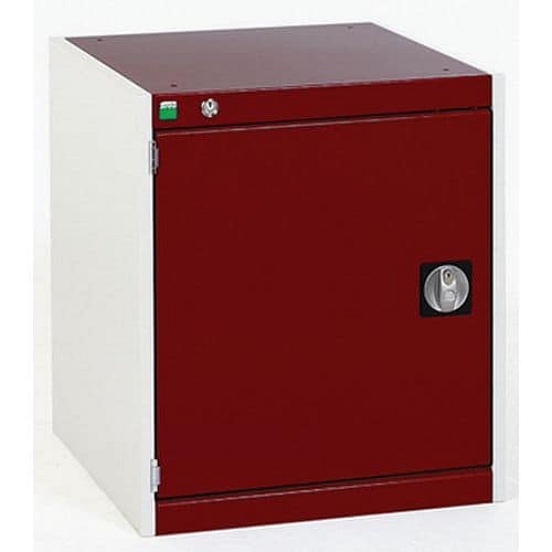 Dílenská skříň Bott Cubio, 80 x 52,5 x 52,5 cm, perfo dveře, šedá-červená