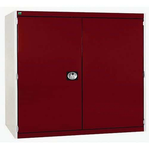 Dílenská skříň Bott Cubio 160, 120 x 130 x 65 cm, perfo dveře, šedá-červená