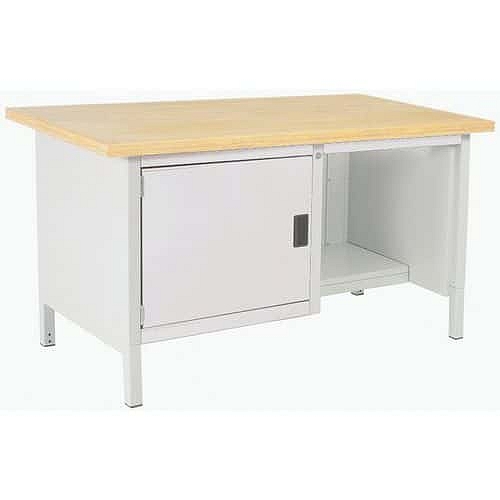 Dílenský stůl Bott Cubio Storage, 84 x 150 x 75 cm, 1 skříňka, police, multiplex, šedá-šedá