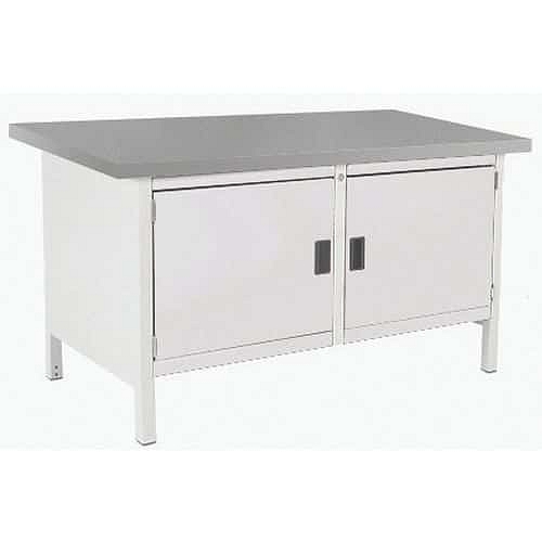 Dílenský stůl Bott Cubio Storage, 84 x 150 x 75 cm, 2 skříňky, linoleum, šedá-šedá