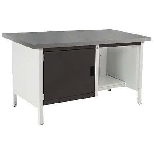 Dílenský stůl Bott Cubio Storage, 84 x 150 x 75 cm, 1 skříňka, police, linoleum, šedá-antracit