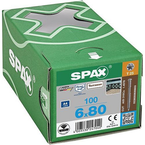 Vruty do dřeva s válcovou hlavou Spax TX Terrasse o 6 mm, 80 mm