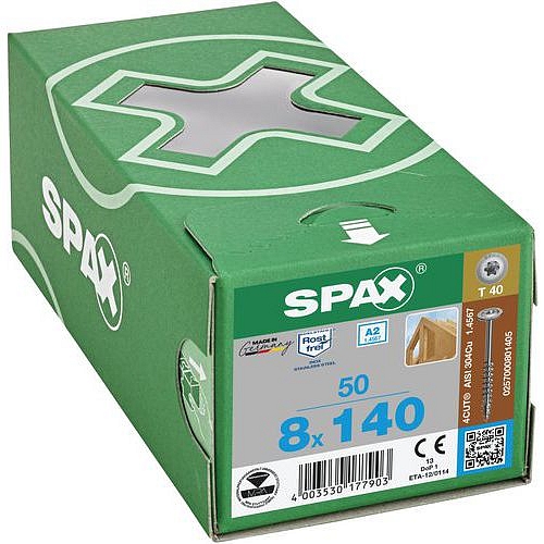 Vruty do dřeva s plochou hlavou Spax TX o 8 mm, plný závit, 140 mm