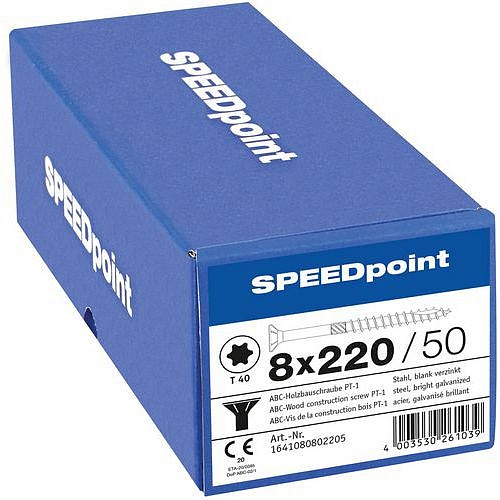 Vruty do dřeva se zapuštěnou hlavou Speedpoint TX o 8 mm, 220 mm