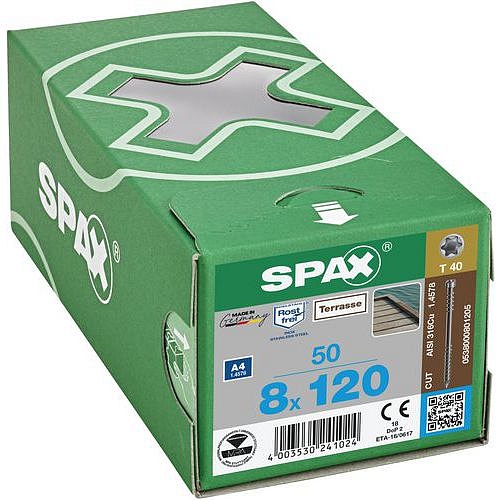 Vruty do dřeva s válcovou hlavou Spax TX Terrasse o 8 mm, 120 mm