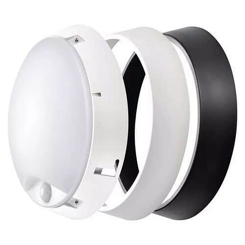LED přisazené svítidlo ZURI s pohyblivým čidlem, kruhové, černá/bílá, 14W teplá bílá