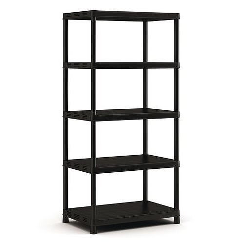 Plastový regál Eris, 187 x 90 x 60 cm, 400 kg, 5 polic, černý