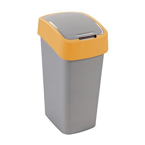 Plastový odpadkový koš Pacific, objem 45 l, stříbrný/žlutý
