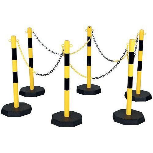 Sada ocelových sloupků s řetězy Dancop, černo/žlutá