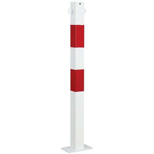Kovový zahrazovací sloupek Crash Stop, červená/bílá, výška 100 cm, s očky