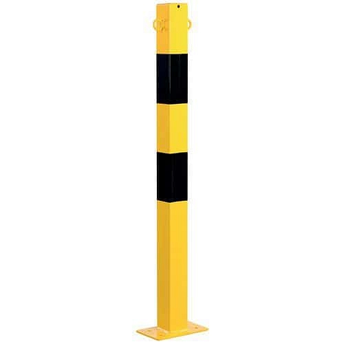 Kovový zahrazovací sloupek Crash Stop, černá/žlutá, výška 100 cm, s očky