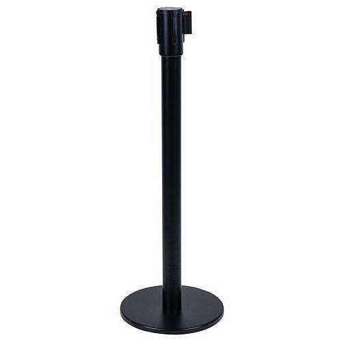 Zahrazovací sloupek s pásem, 5 m, černý/žlutý - Manutan Expert Lesly