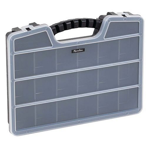 Plastový organizér Manutan Expert, 15 přihrádek, 40 x 30,5 x 6,2 cm