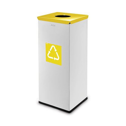 Kovový odpadkový koš EKO Square na tříděný odpad, objem 60 l, žlutý