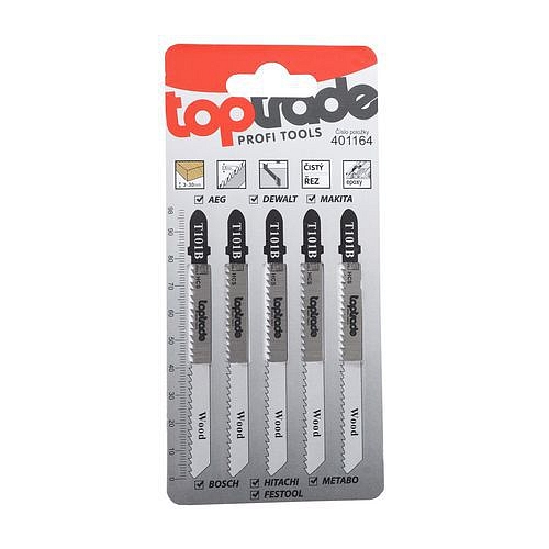 TOPTRADE list pilový, pro přímočarou pilu, T101B 100 mm, dřevo, balení 5 ks