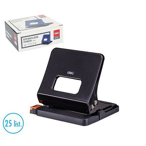 Děrovačka DELI do 25 listů, černá