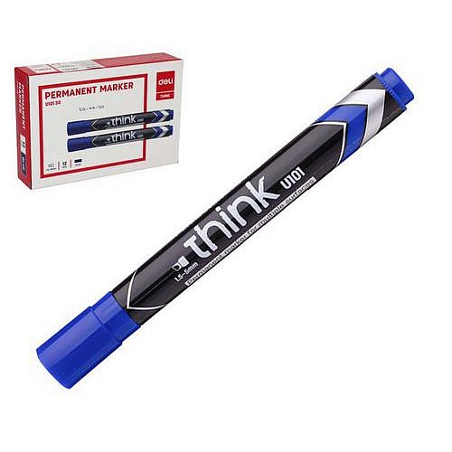 Popisovač DELI zkosený permanent, modrý, 12ks