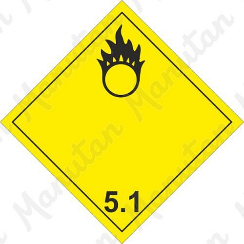 Látky podporující hoření č. 5.1, plast 200 x 200 x 0,5 mm