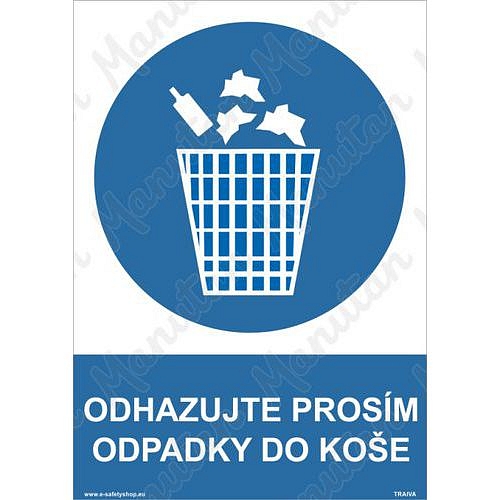 Odhazujte prosím odpadky do koše, samolepka 210 x 297 x 0,1 mm A4